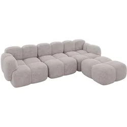 ECKSOFA modulares Sofa Rechts Miko-L2 302x205x75 Hellgrau Velours