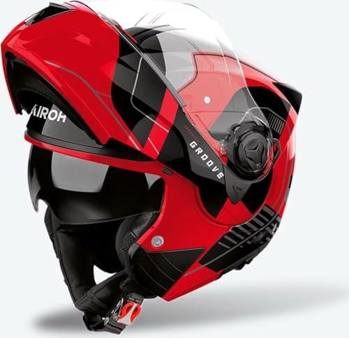 Airoh Klapphelm für Motorräder in Glanzrot, Größe L