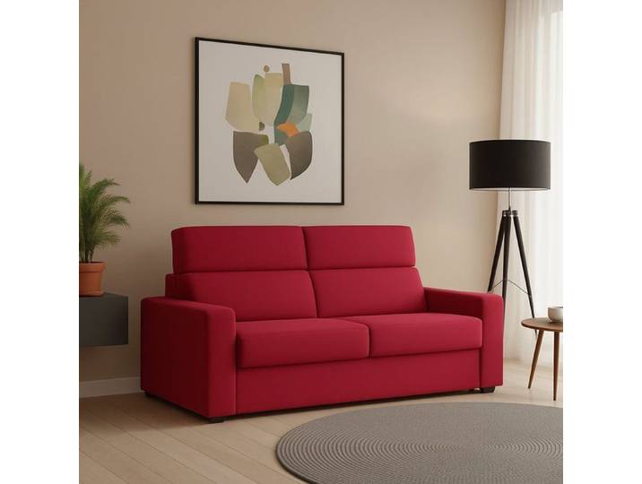 Canapé Fixe 2 Places Vialfre Dmora Tissu Rouge 180x95x100h cm