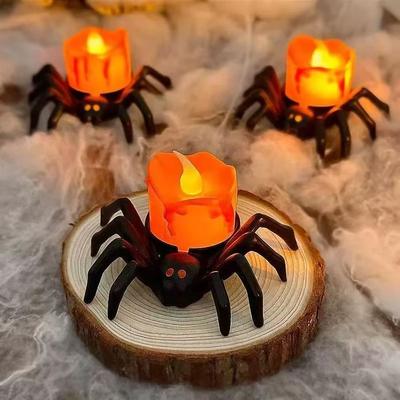 Youfap Market Beautiful Halloween Pumpkin Lanterns, LED Candlelight Spider Props, Festive Halloween Gifts orange