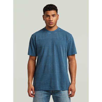 T-Shirt G-STAR "Washed Jacquard T-Shirt", Herren, Gr. M, blau (rank blau gd), Obermaterial: 100% Baumwolle, Shirts T-Shirt