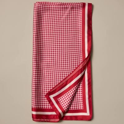 Lucky Brand Silky Gingham Scarf - Women's Accessories Scarves Scarf Bandana in Red, Size OneSize