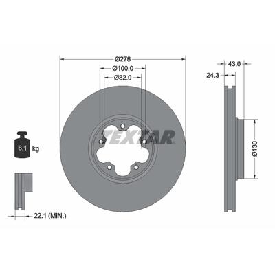 TEXTAR Bremsscheibe PRO 92110003 276mm 24mm für Ford