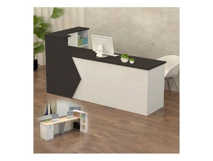 LuxusKollektion Empfangstheke Empfangstheke Schwarz + Weiß (Oben Rechts) 300x60x100cm (1-St)