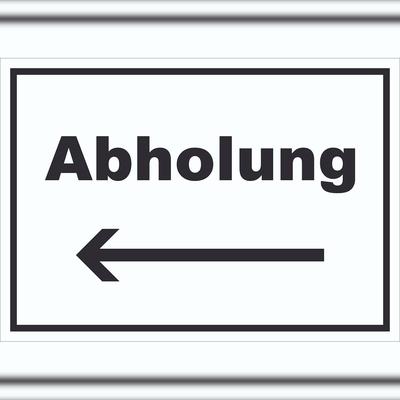 HB-Druck Abholung Schild mit Text und Richtungspfeil links Post waagerecht A3 (297x420mm)