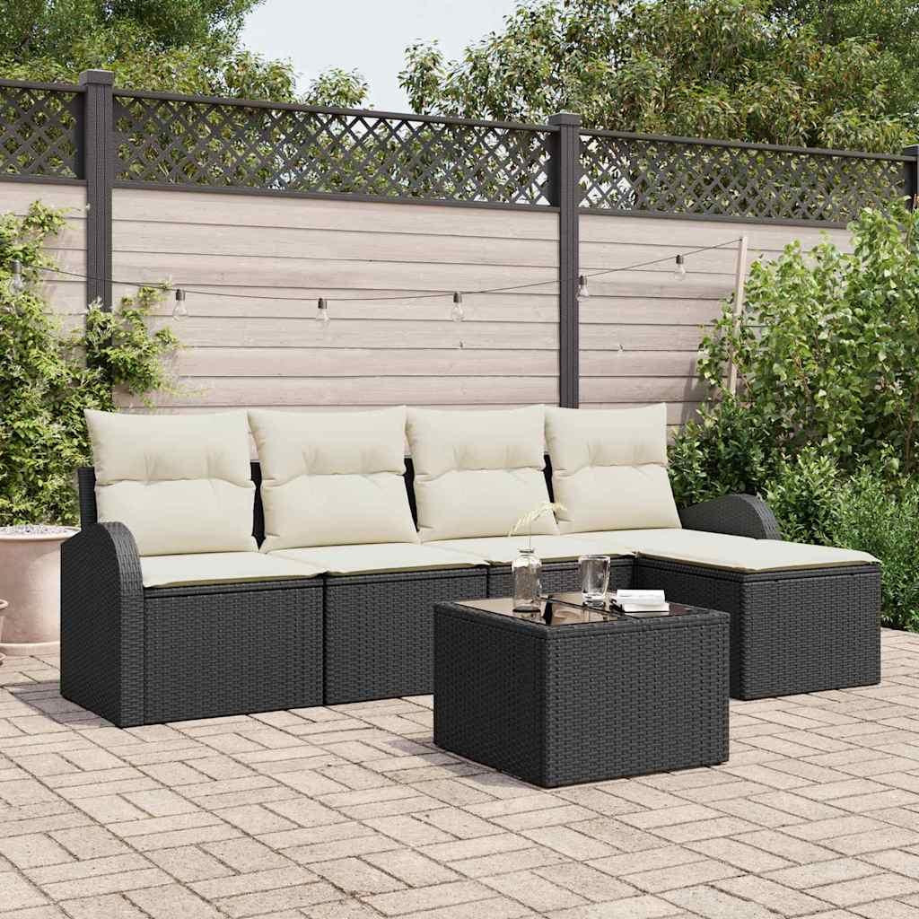 Prolenta Set van zes tuinbankkussens, zwart