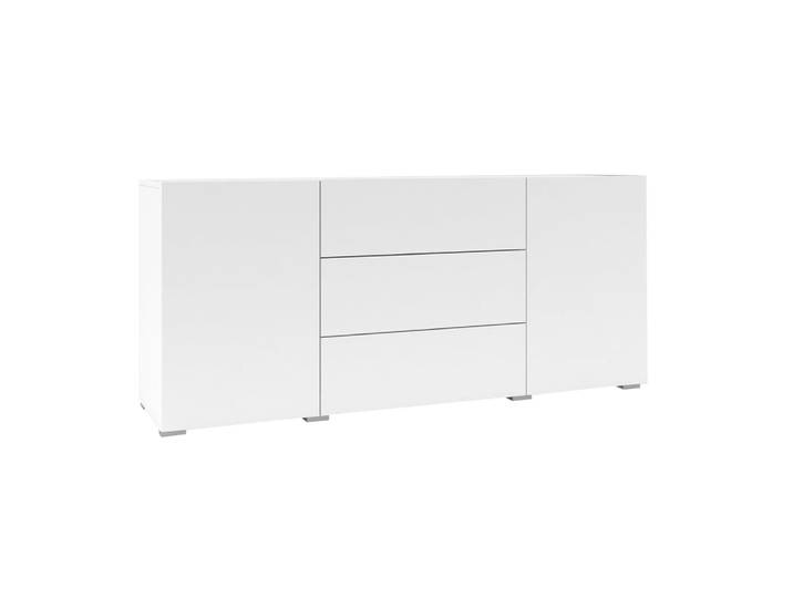 Buffet 2 portes 3 tiroirs panneaux hdf blanc