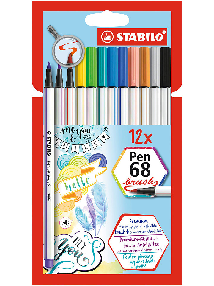 STABILO Filzschreiber "Pen 68 Brush" - 12 Stück - onesize