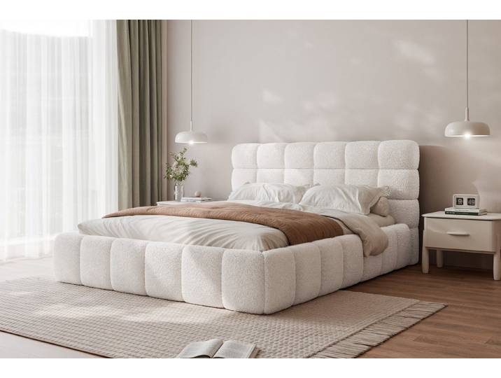 yourhouse24 Polsterbett BUBBLE, trendige Bubble-Optik, inkl. Bettkasten (Bettgestell mit Bettkasten und Lattenrost), Stauraumbett mit integriertem Bettkasten