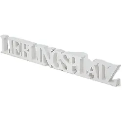 Dekoaufsteller Schriftzug Dekoration Lieblingsplatz weiß