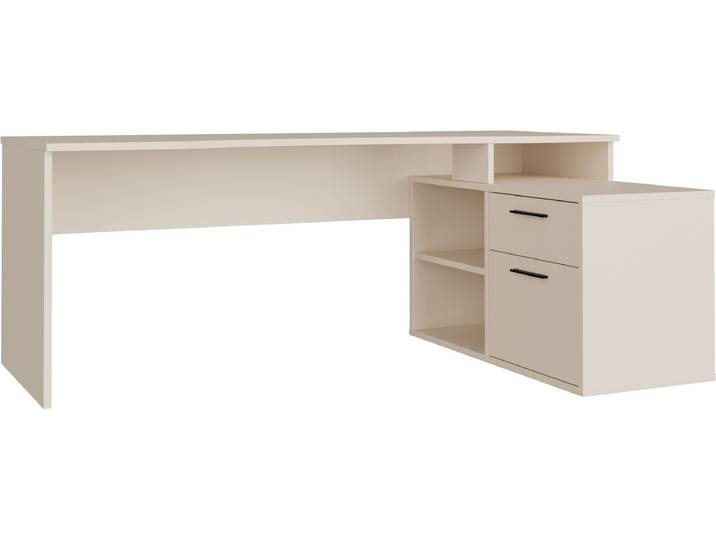 Schreibtisch FORTE Eckschreibtisch Tezaur , kashmir beige, kashmire beige, kashmir beige, B:200cm H:75,7cm T:121,8cm, Tische, Schreibtisch, mit viel Stauraum, B/H/T 200/75,7/121,8 cm, Topseller