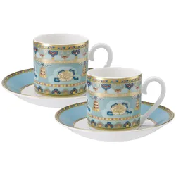 Villeroy & Boch, Tasse, Samarkand Aquamarin Espressotassen mit Untertassen (50 ml, 2x)