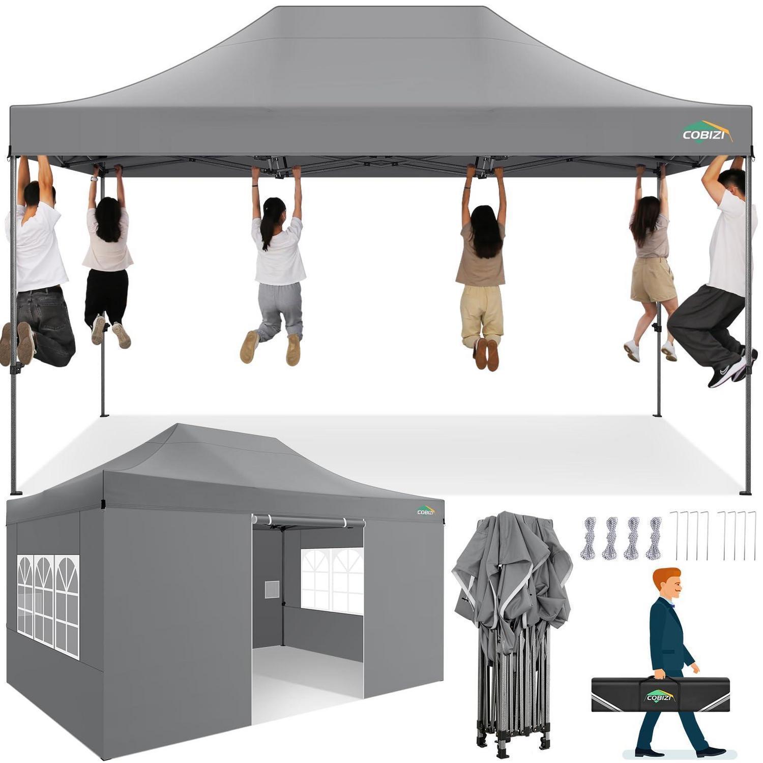 Faltpavillon 3x4,5m Grau wasserdicht UV-Schutz mit 4 Seitenteilen stabil Winterfest