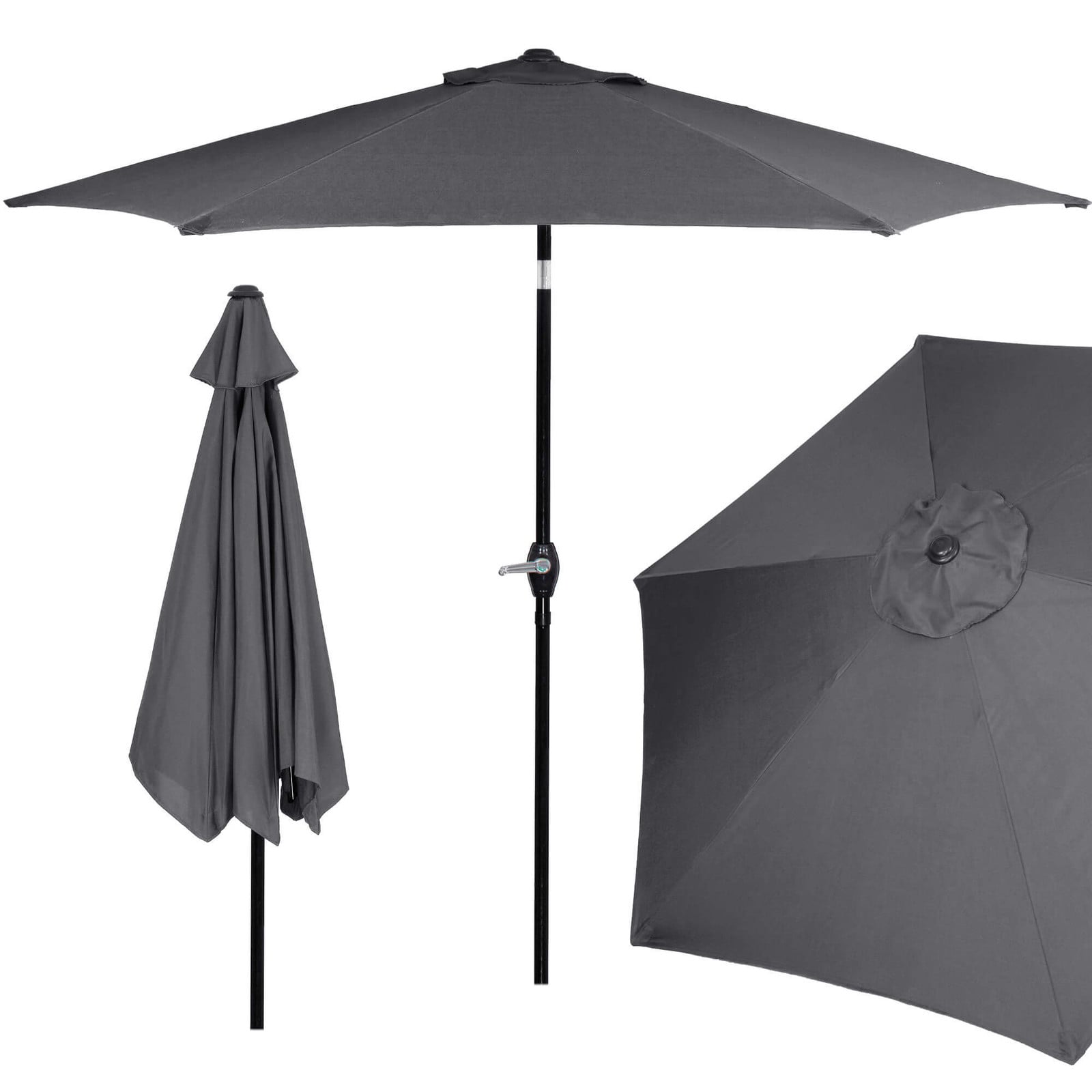 Springos Kantelbare Parasol met Ventilatie in Graphite Ø 250 cm
