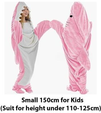 Uplift Picks Cartoon Shark Blanket Hoodie Warm Flannel Wearable Sleeping Bag pink (s)