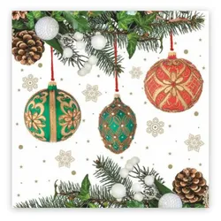 VEPATIM 1000x Weihnachtsservietten 3-lagig 33 x 33 cm Weihnachtskugeln am Baum
