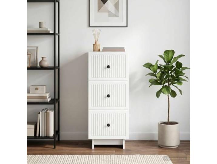 VIHHQGC Schubladenschrank Weiß 33 x 34,5 x 90 cm Holzwerkstoff Vintage-Design, Metallknopfgriffe, sanft gleitende Schubladen, Wandbefestigung, pflegeleicht, Wohnzimmer