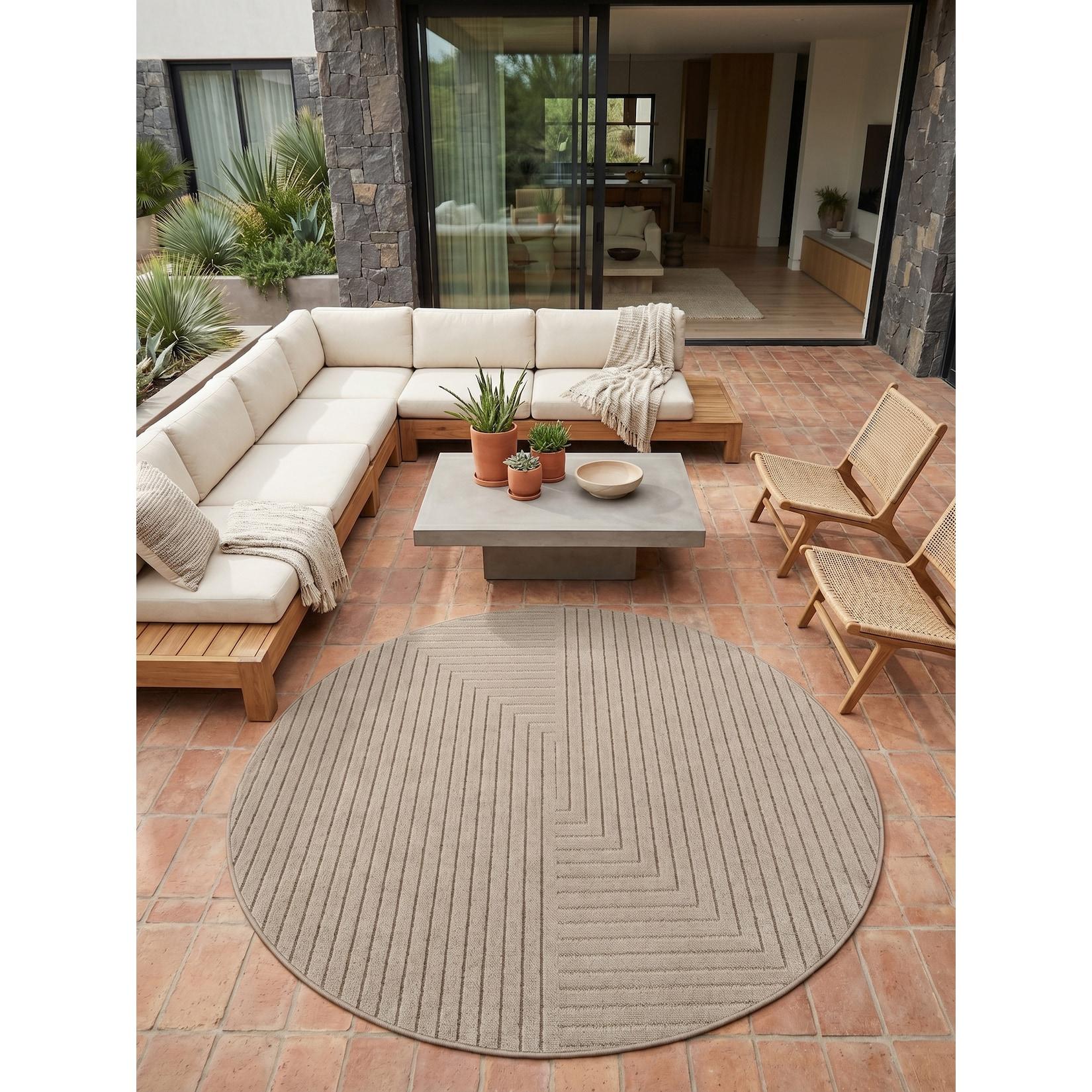 Outdoor-Teppich Labyrinth-Linien Beige 200x200 cm Wetterfest