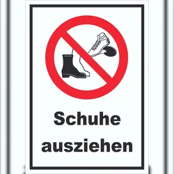 HB-Druck Schuhe ausziehen Schild A1 Rückseite selbstklebend