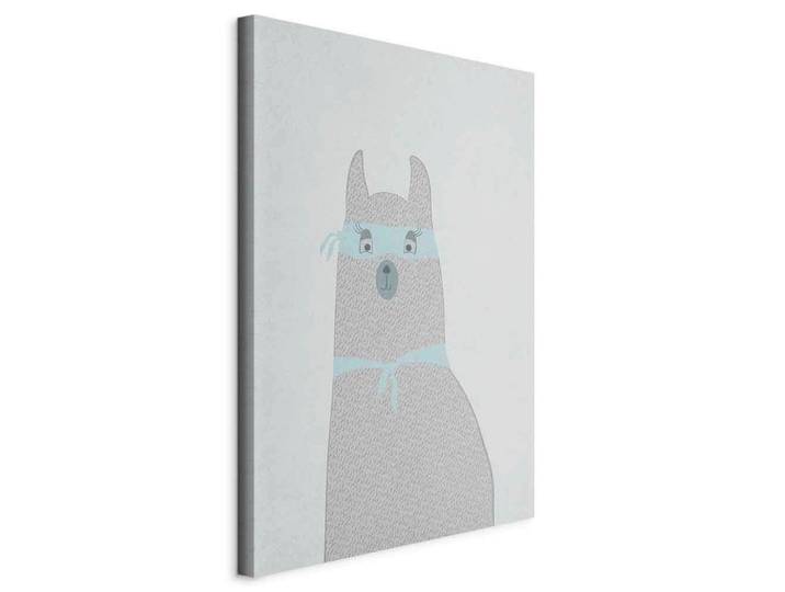 Leinwandbild Lama Pastellblau Grauweiß B: 60 cm