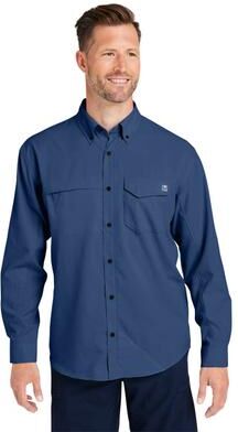 HUK H150172 Athletic Men's Tide Point Pocket Fishing Shirt in Naval Academy size Large   Polyester