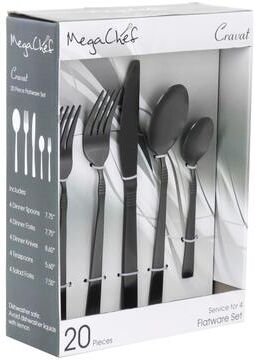 Megachef Cravat 20pc Flatware Utensil Set Service for 4 in Matte Black