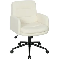 SCHREIBTISCHSTUHL höhenverstellbar Homeoffice Stuhl mit Bouclé-Optik, Cremeweiß