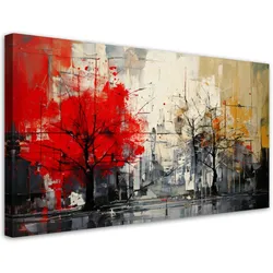 LEINWANDBILD Bäume Landschaft Abstraktion 100x50cm