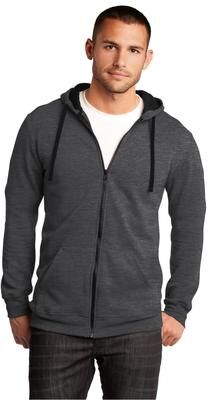 District DT800 The Concert Fleece Full-Zip Hoodie in Heathered Charcoal size Small   Cotton/Polyester Blend