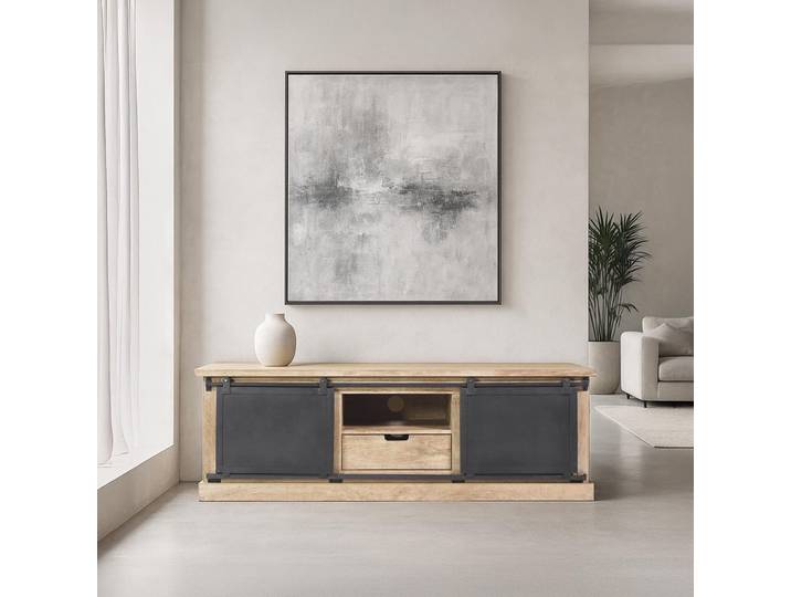 Meuble tv bois massif et metal style industriel​ 150 cm - Detroit