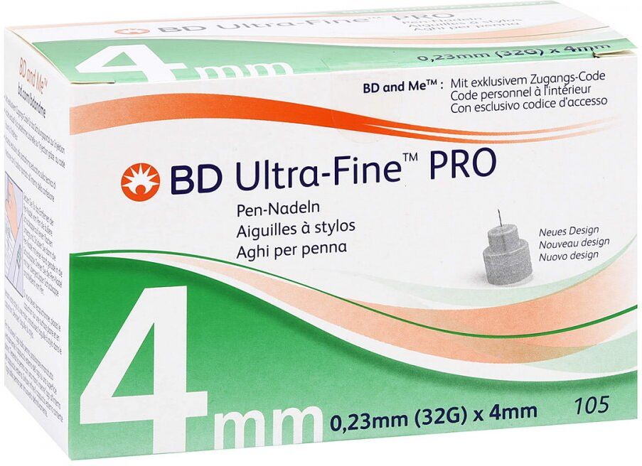 Bd Ultra-fine Pro Pen-nadeln 4 mm 32 G 0,23 mm