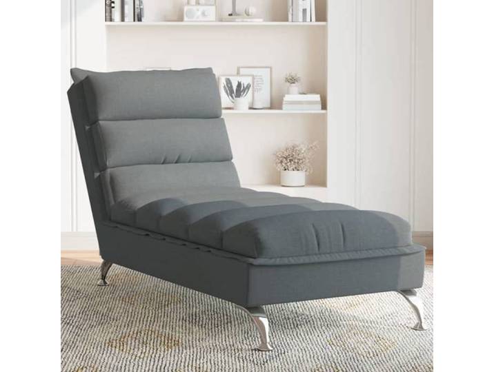 Promo 2026  Chaise longue 133 5x56x74 cm - Transat de salon avec coussins gris foncé tissu 12475379