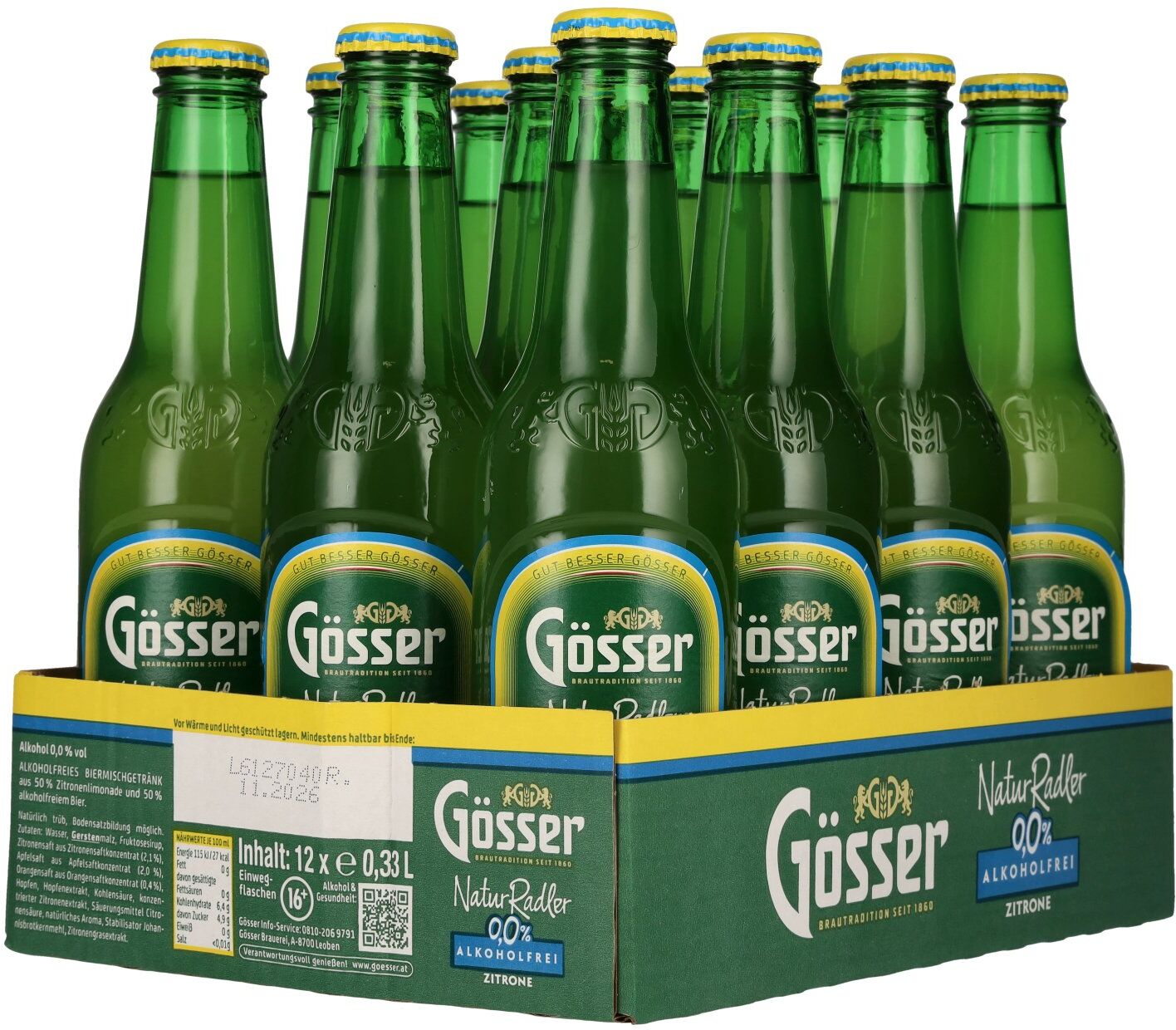 Gösser Natur Radler 0,0% alkoholfrei 12x0,33l