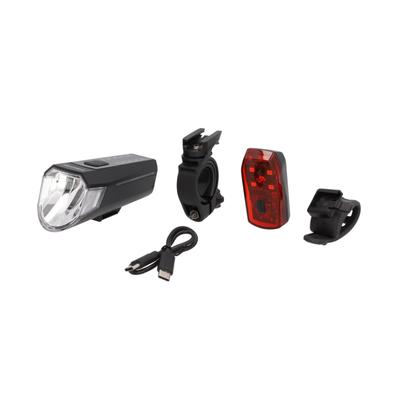 Fahrradbeleuchtung FISCHER FAHRRAD "Akku Bel.-Set BASIC STOP-80 Sensor", schwarz, Fahrradlampen