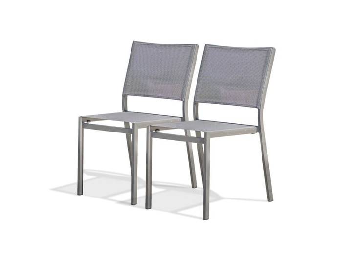 Lot de 2 chaises de jardin en aluminium et toile plastifiée - Gris anthracite - STOCKHOLM