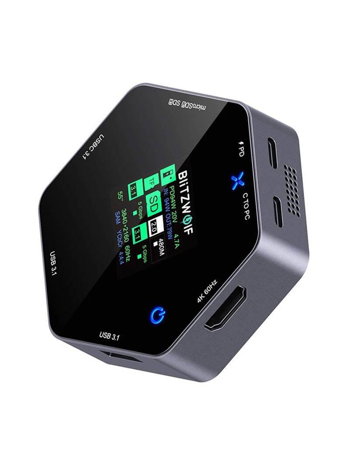 BlitzWolf 8in1 docking station BW-TH16 USB 100W LCD Smart Display USB-Hubs