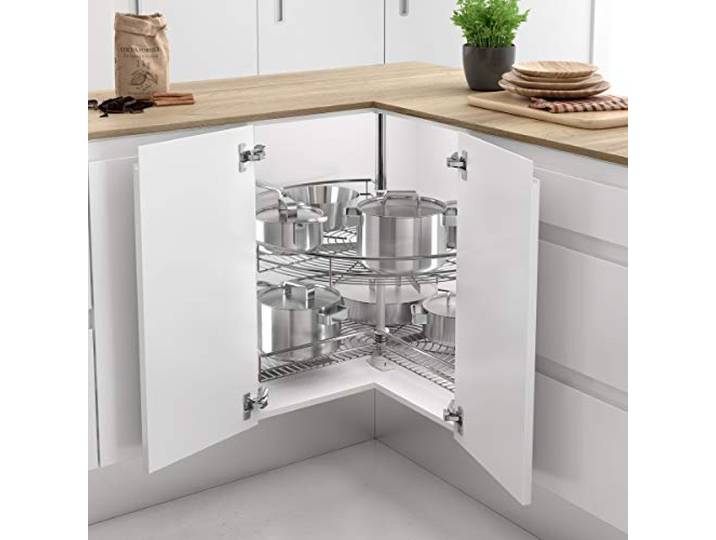 Menage Confort ROTARY 270º Tablett für Kücheneckschrank, Metall, Chromstahl, Durchmesser 700 mm/Höhe 730-780 mm