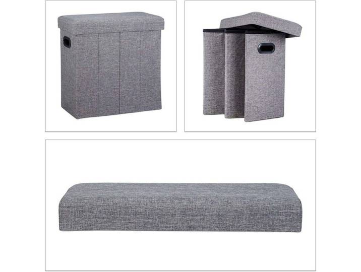 Tabouret banc banquette pouf de rangement pliable pliant 50 litres gris 13_0002776_3