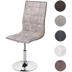 Esszimmerstuhl HWC-C41, Stuhl Küchenstuhl, höhenverstellbar drehbar, Stoff/Textil MVG-zertifiziert ~ vintage grau