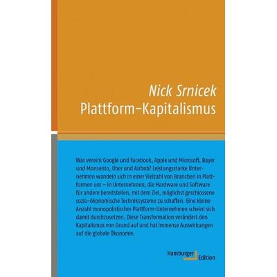 Plattform-Kapitalismus, Gebundene Ausgabe von Nick Srnicek, Hamburger Edition, HIS, 978-3-86854-321-6