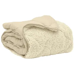 vidaXL Ganzjahresbettdecke Gepolstert Creme 200 x 220 cm