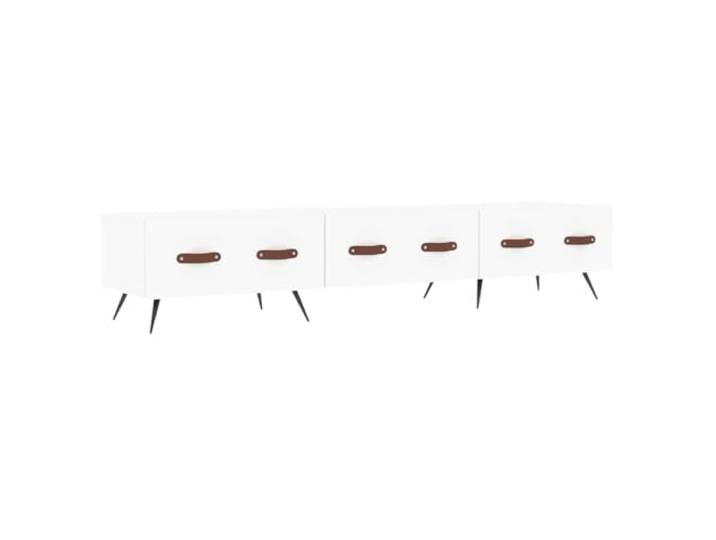 Roanoer TV-Schrank Weiß 150x36x30 cm Lowboard Board Medienschrank Stabiles TV-Möbel mit 3 Schubladen und robusten Eisenbeinen für Ordnung im Wohnzimmer oder Schlafzimmer.