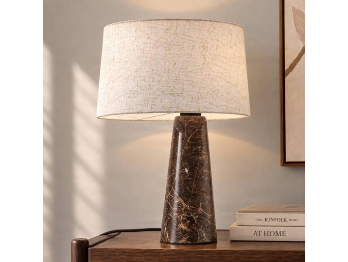 Tischlampe Peyton Lucande, braun / rost, für Wohn- / Esszimmer, Stein, Design