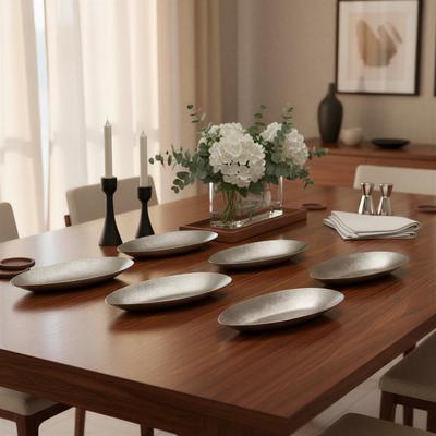 Storied Home "Stainless Steel Organic Shaped Platters - 11.75""L x 5.75""W x 1.25""H"