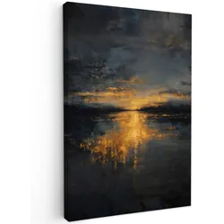 LEINWANDBILD Goldene Reflexion auf dem Wasser Deko Groß 90x140 cm