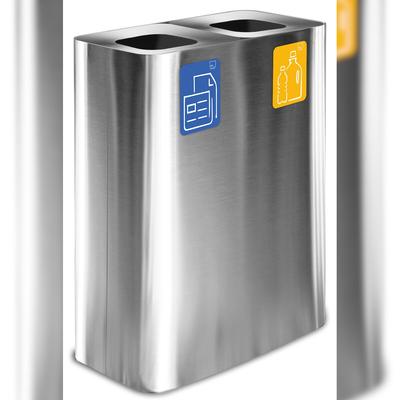 Stil Casa PURE Abfallsammelsystem, rostfreier Stahl, 60x30xh. 80 cm, 120 Liter, satinierte Aluminiumoberfläche, satiniert.