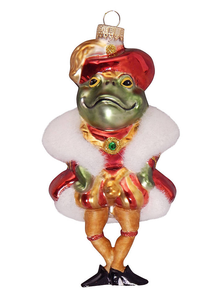 Krebs Glas Lauscha Christbaumornament "Frosch-Prinz" in Gold/ Grün/ Rot - (L)9 cm - onesize