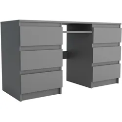 SCHREIBTISCH ANGULO 130x50x75 cm Bürotisch Computertisch, Graphitfarben