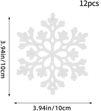 Uplift Treasures Pink Glitter Snowflake Christmas Tree Ornaments Set white Type C