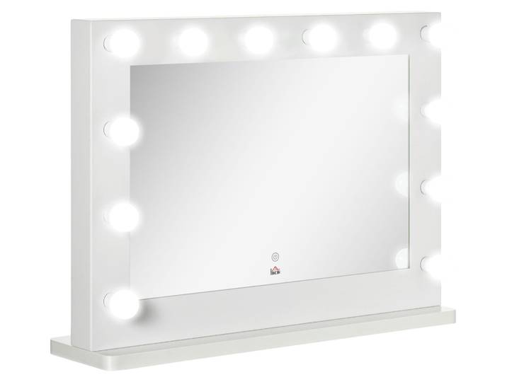 HOMCOM Hollywood Spiegel mit Beleuchtung Touchschalter 80 x 60 cm Weiß
